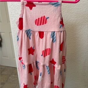 Charming Pink Kids Dress with Ice Cream and Star Design